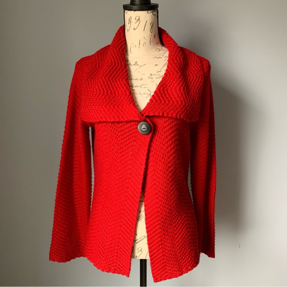 Red Sweater Cardigan with Button closure